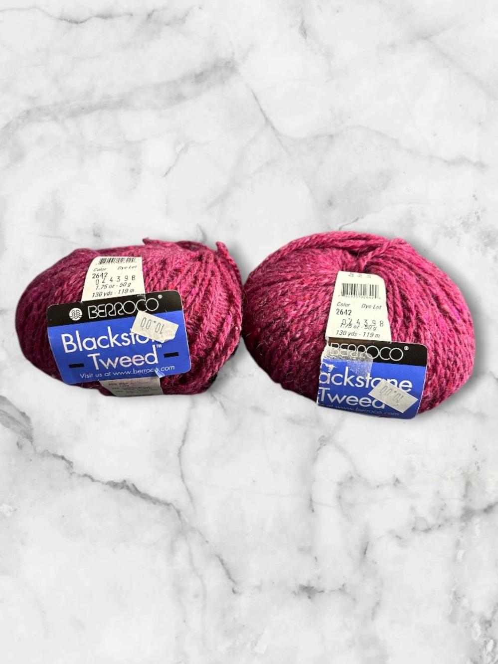 Berroco Blackstone Tweed color 2642 Rhubarb lot of 2 NWT wool, mohair, angora